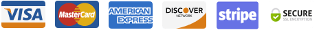 Visa, Mastercard, American Express, Discover, Stripe and secure checkout